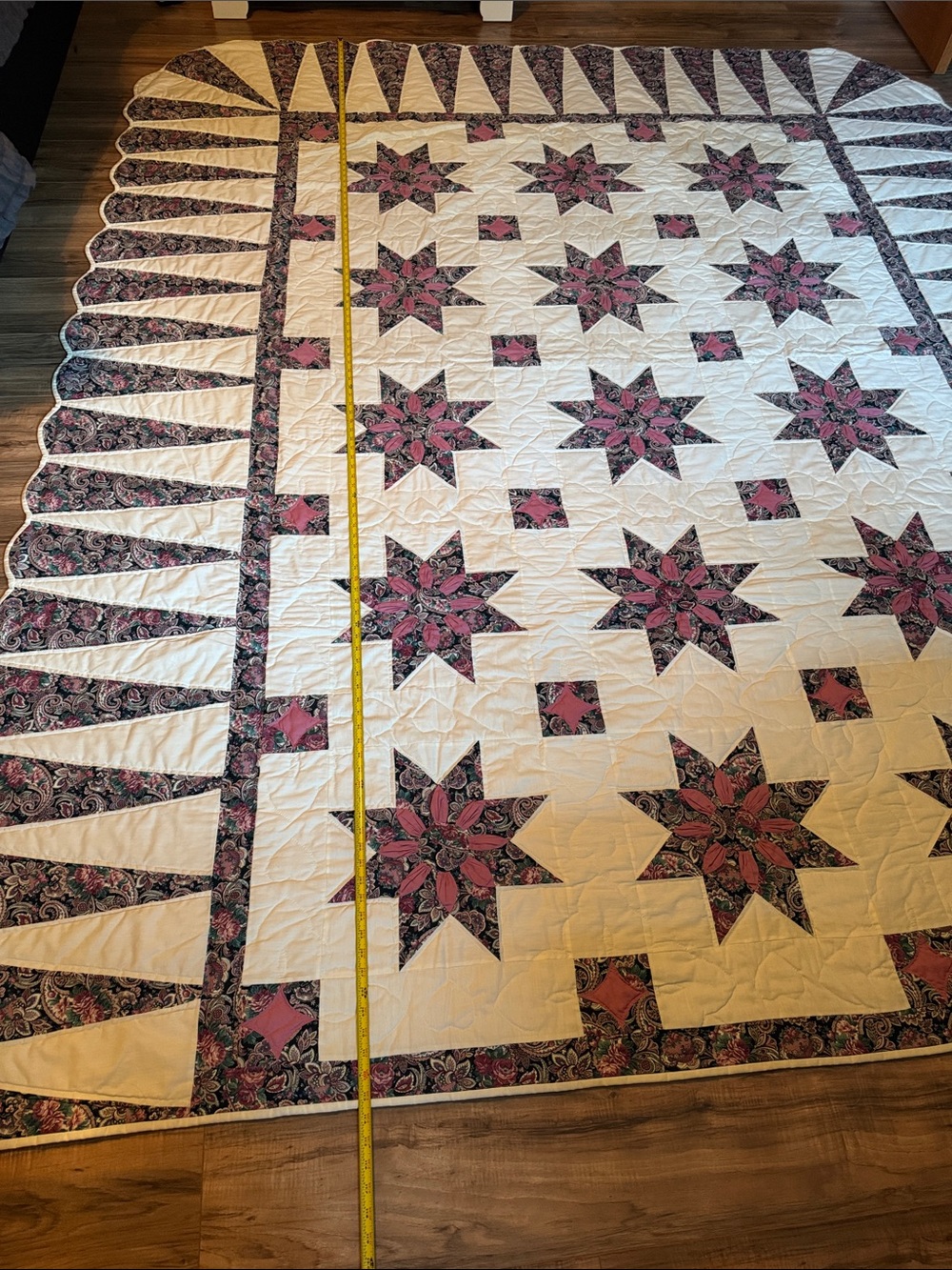 Authentic Vintage Amish Made Queen Size Quilt - Picture 11 of 16